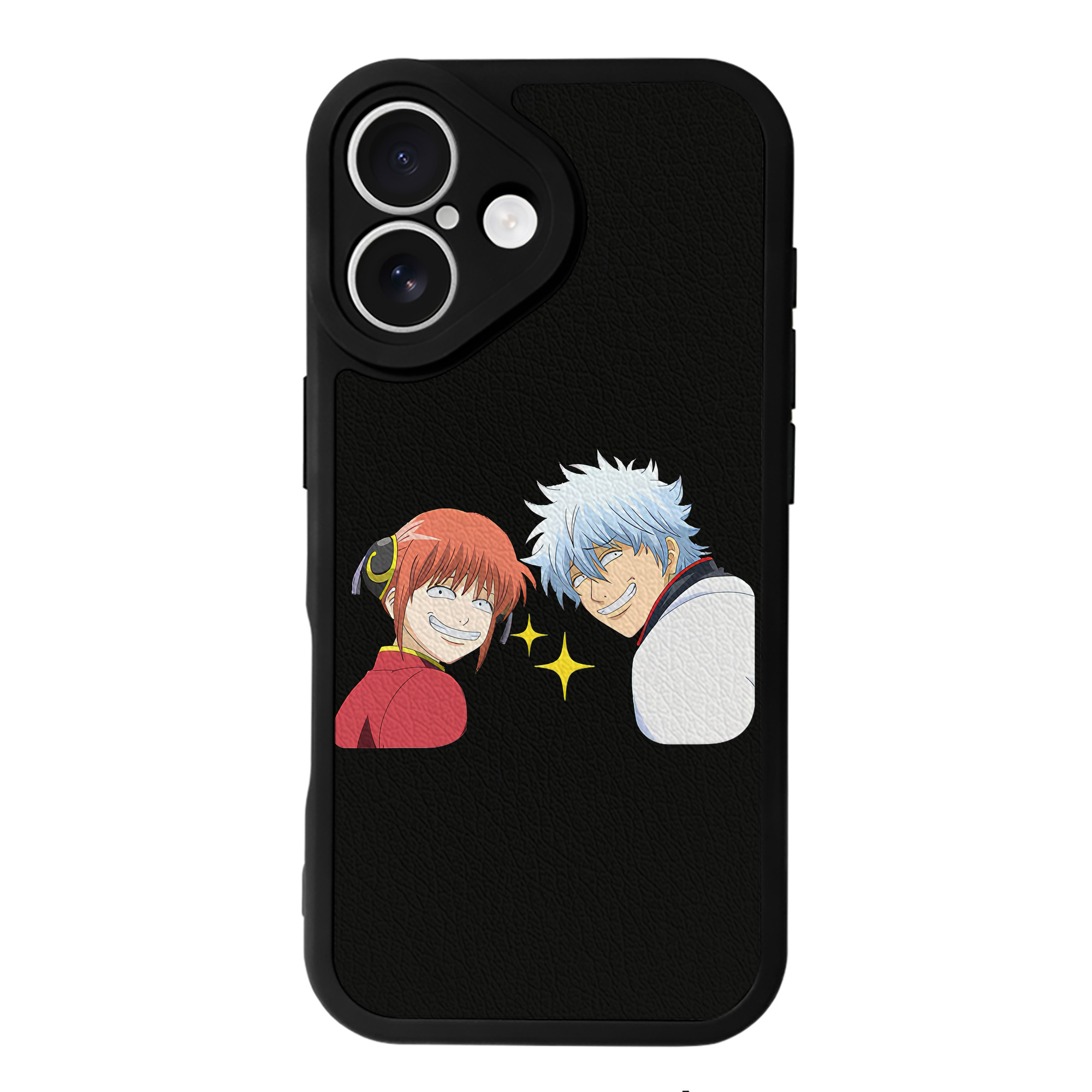 （画像用） ぎんたま 坂田銀時（さかたぎんとき） 神楽 志村新八（しむら しんぱち） GINTAMA Sakata Gintoki Kagura Shimura Shinpachi 【iPhone 16シリーズ対応】シリコンスマホケース（レザー調） 材質：シリコン